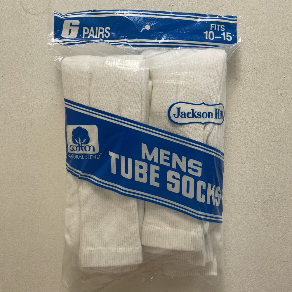 vtg tube socks Jackson Hill Cotton Made In USA 6 Pair